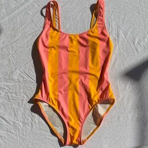 SOLID & STRIPED Pink and Yellow Trim One-Piece